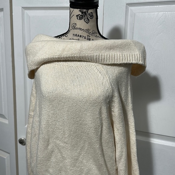 Women's Anthropologie Ivory Slouchy Cowl Neck Sweater - Picture 8 of 14